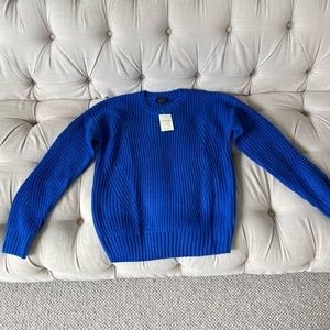 NWT Lucky Brand Women's Shaker Stitch Crewneck Sweater Blue Medium